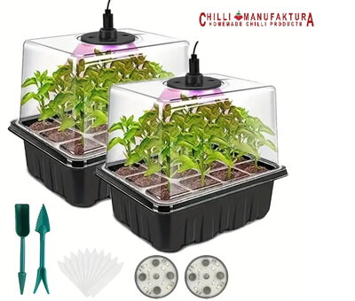 Chilli Growing Kit GROW BOX 2 x 6 with LED + 20 Seeds Chilli Growing Kit GROW BOX 2 x 6 with LED + 20 Seeds