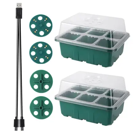 GROW BOX (2x6) with 2x LED lighting, 2x 6-place box + 20 chili seeds