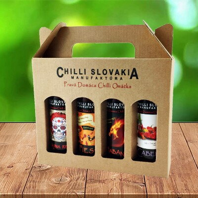 Naturbraune Geschenkbox / Natural-Brown Gift Box Chilli Sauce 4x100ml